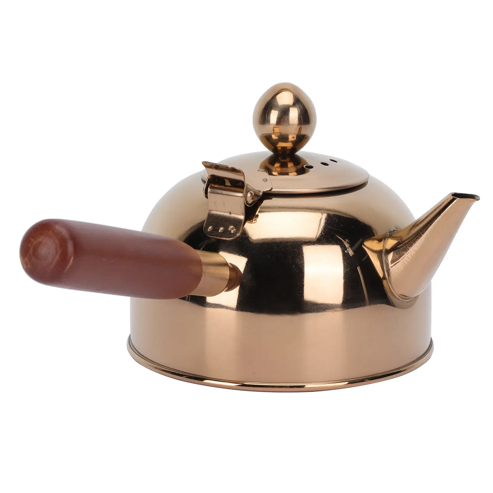 1 ud. Tetera de gran capacidad con asa lateral, de acero inoxidable de grado alimenticio, diseño de madera, olla para hervir para inducción y vitrocerámica
