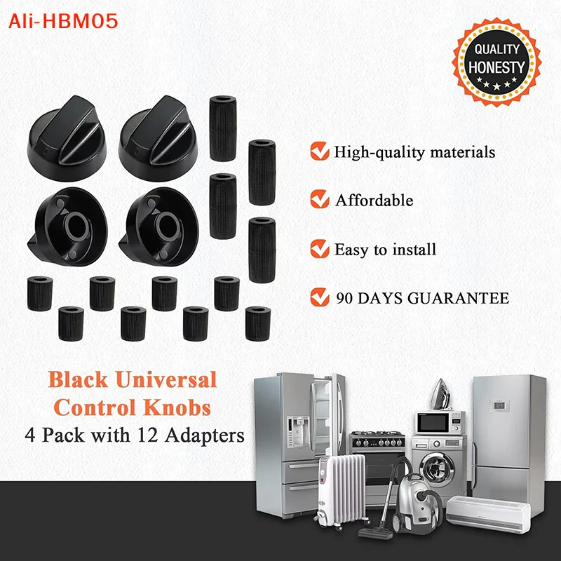 (HB05)4Pc Replacement Switc Plastic Knob Gas Stove Control Knob General Range Oven Knob Cooker Hob Knob For Benchtop Burner