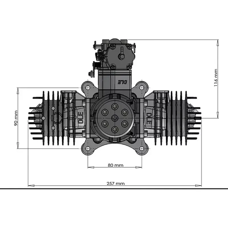New DLE 222 CC 222CC Four-Cylinder Two-Stroke Gasoline Engine Side Exhaust Natural Air-Cooled for Outdoor Power Equipment