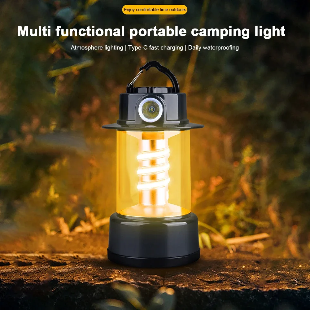 Recarregável led luz de acampamento 5 modos lanterna ambiente ao ar livre à prova dwaterproof água portátil emergência pendurado tenda lâmpada para pesca caminhadas