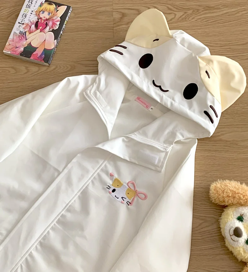 Masyumaro Fluffy Fuwa Nyanko Cat Outerwears Hooded Jacket Fall Coats for Women Teen Girl Cute Autumn Winter Cloths Clothing