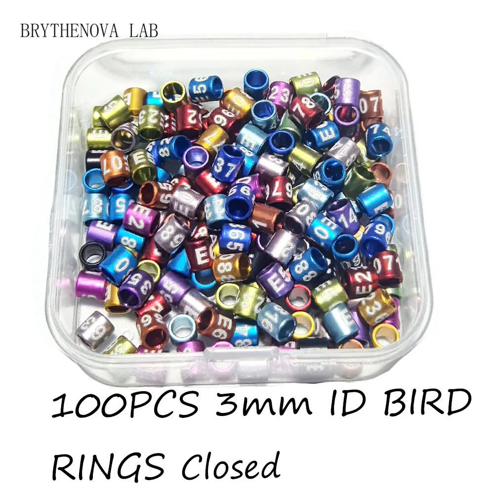 100PCS /lot Closed 3mm Canary Rings (Non- Random-character Color-mixture) Bird Aluminium Leg Bands