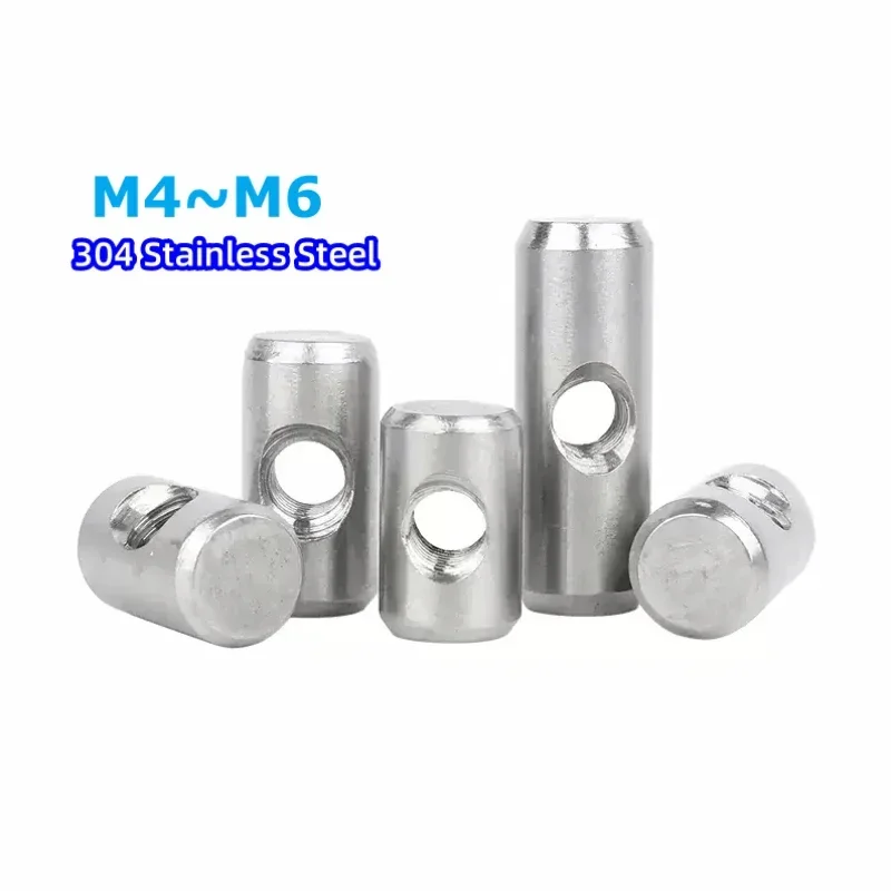 

5Pcs 304 Stainless Steel Barrel Bolts Cylindrical Pin Dowel Cross Hole Hammer Embedded Nut for Furniture Accessories M4 M5 M6