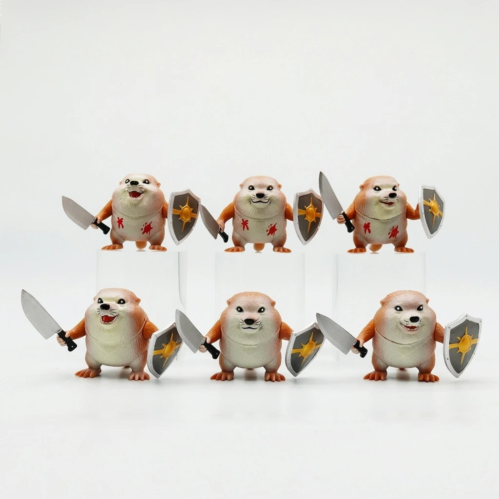DIY Figure Painting Kit Sword and Shield Dog Statue for Gaming Desk Decor Unpainted PVC Chibi Model Anime Collectibles