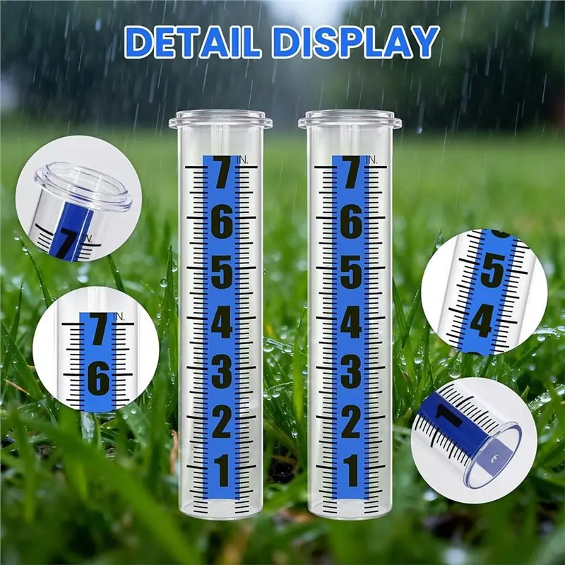 AB34-2 Pcs Clear Outdoor Rain Gauges Replacement Tube 7