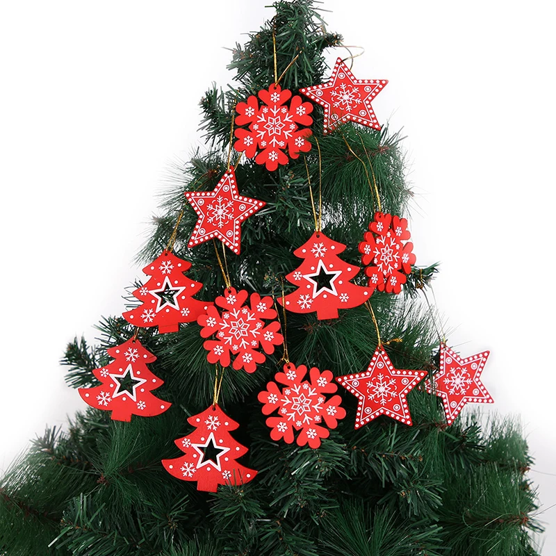 10Pcs 5cm Wooden Christmas Tree Hanging Pendants Chirstmas Ornament DIY Wooden Hanging Pendants Kids Toys Holiday Hanging Decor - Image 5