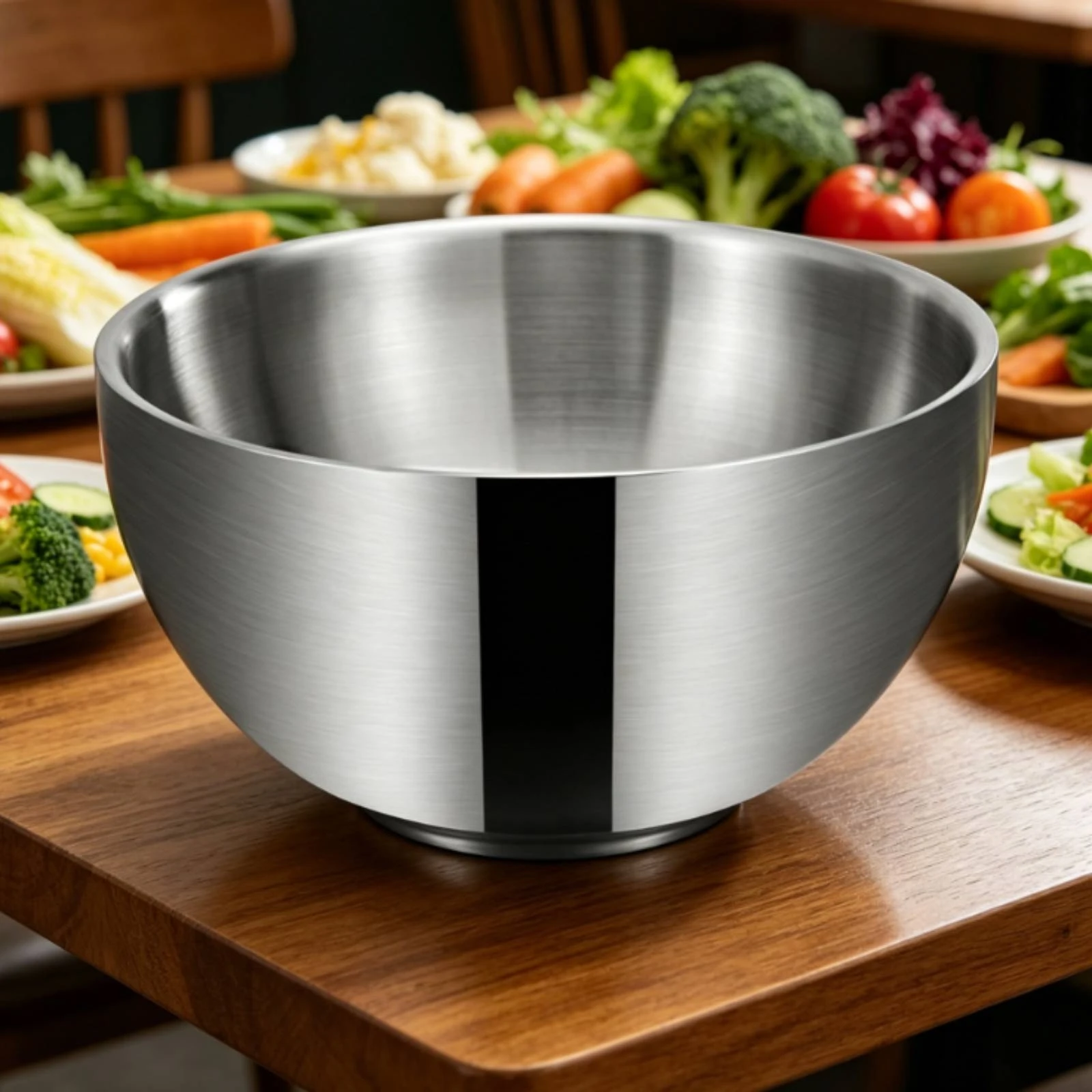 Stainless Steel Bowl Brushed Finish Metal Mixing Bowl Kitchenware Rolled Rim Deep for Food Prep, Kitchen