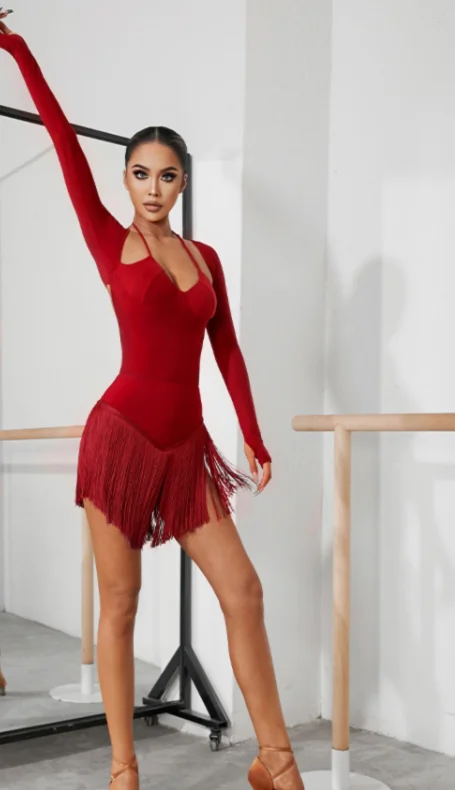 red  black Latin Dance Dress latin dress Tango Dress Rumba ChaCha  latin dresses woman zym 2265