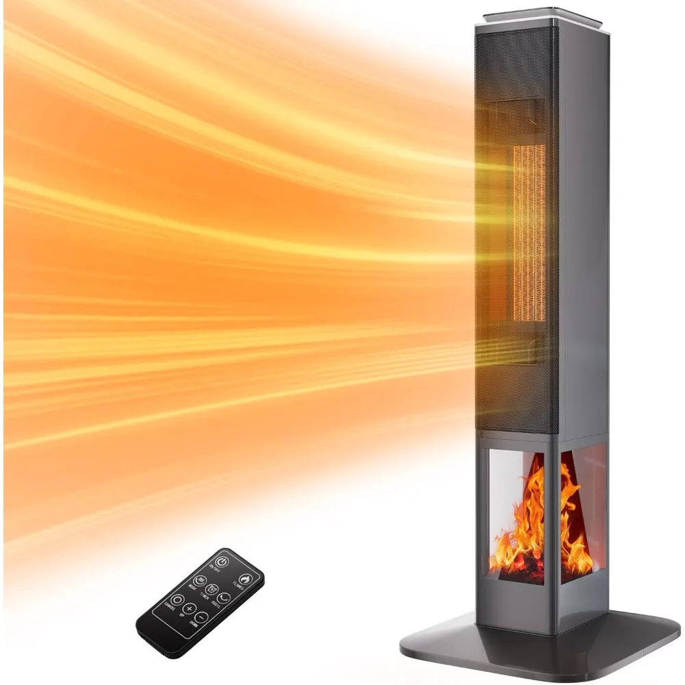 

1500W Electric Fireplace Heater Space Heater Indoor Use W/Thermostat & Remote 31" Ceramic Tower Heater W/Remote Fan Heaters