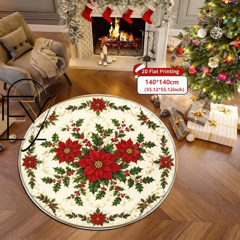 Soft Circle Rug 2D Flat 3D Illusion Candy Cane Vortex Carpet Flannel Soft Warm Luxury Present Box Placement Mat