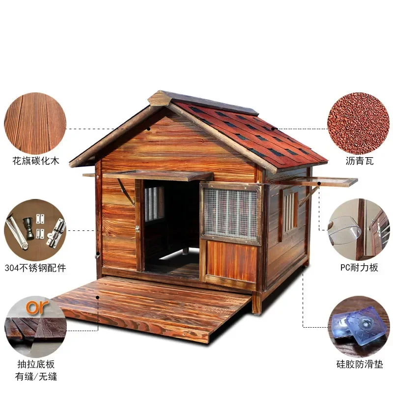 YAO 4XL Large Dog Kennel Solid Wood Crate Washable Summer Cool Nest Four Seasons Universal Medium Pet Cage Dismantle Design