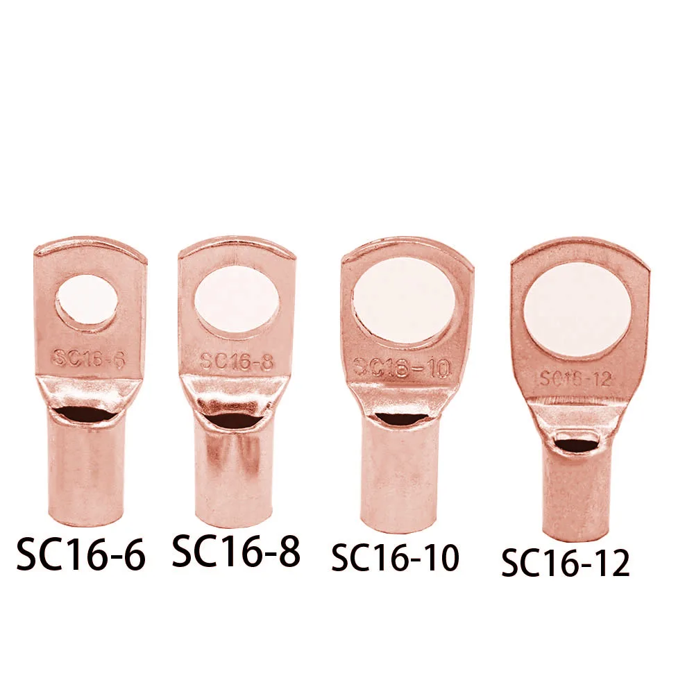 

10/20PCS SC16-6 16-8 16-10 16-12 Copper Cable Lug Kit Bolt Hole Tinned Cable lugs Battery Terminals copper nose Wire connector