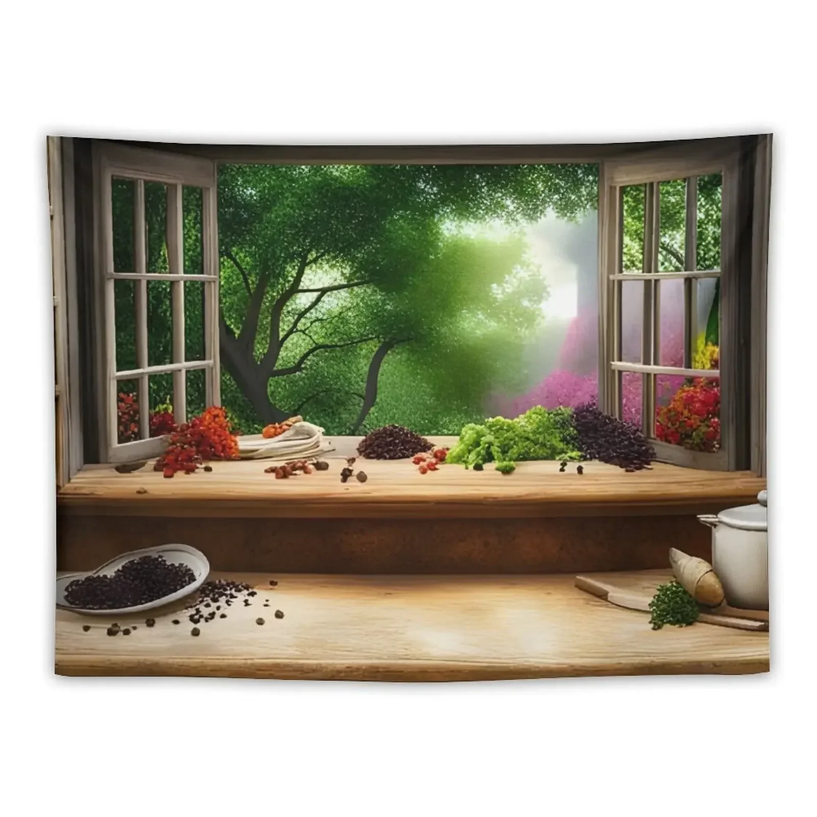 Vintage Kitchen Shelf 02 Tapestry Room Decore Aesthetic Wallpaper Bedroom Tapestry