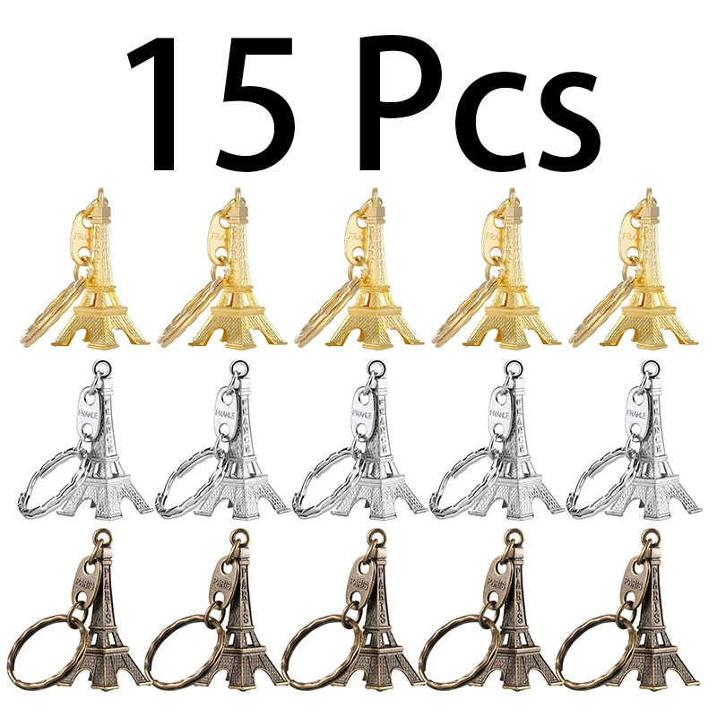 15 Pieces Eiffel Tower Keyring Retro Adornment French Souvenirs Keychains