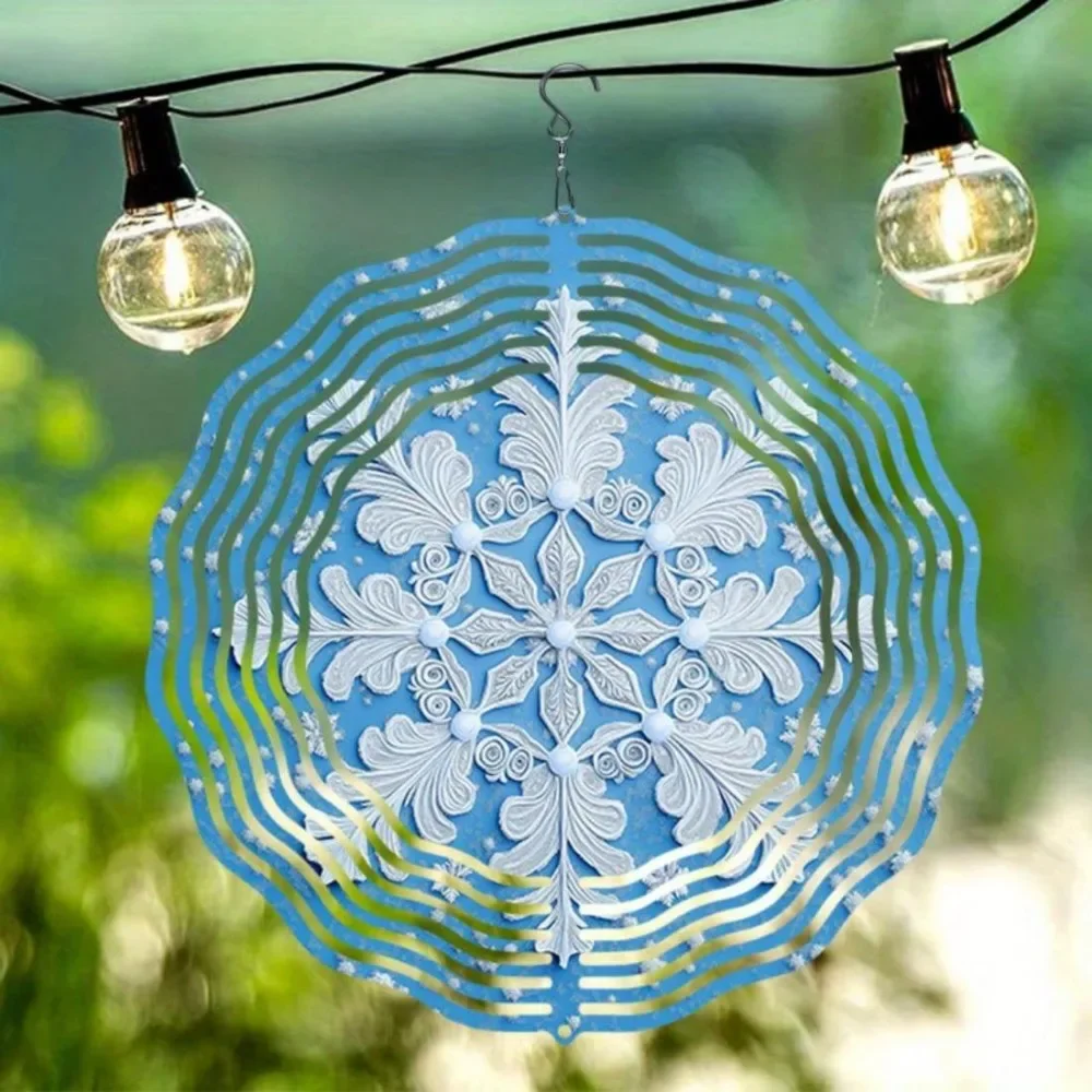 CIFBUY Metal Wind Chime Windmill Snowflake Pattern Garden Patio Hanging Decor Dynamic Sculpture Outdoor Yard Ornament