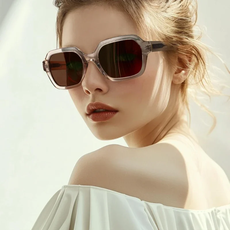 BLUEMOKY Hexagon Sunglasses for Women Polarized UV400 Protection Retro Acetate Frame Classic Geometric Style