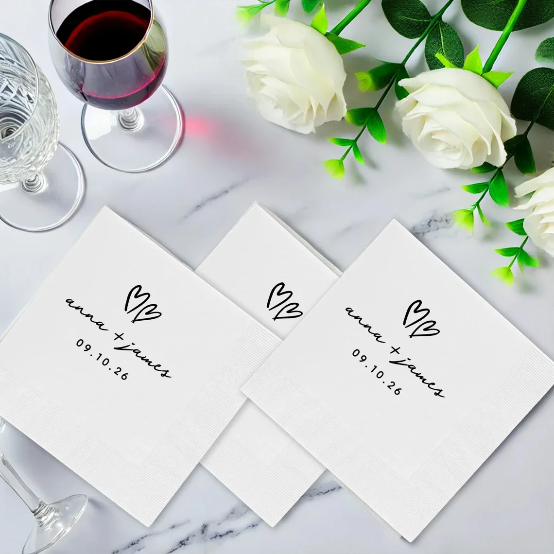 50 pçs guardanapos personalizados para casamento, guardanapos de casamento personalizados, guardanapos de cocktail, guardanapos de jantar de refeição, mesa de casamento minimalista de