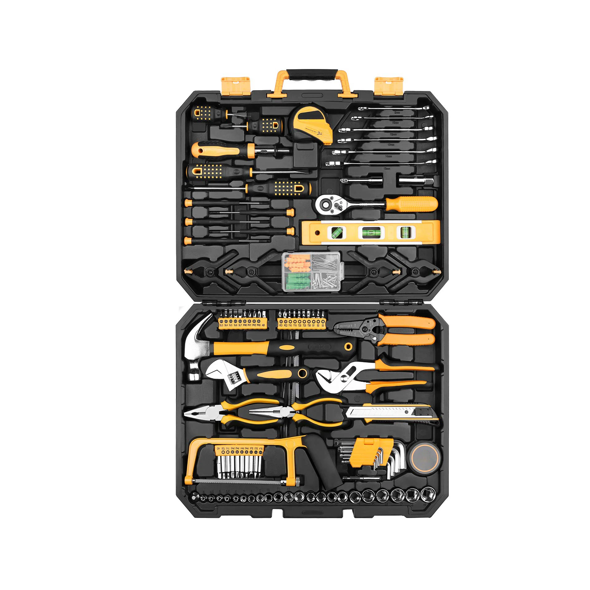 168 Piece Socket Wrench Auto Repair Tool Combination Package Mixed Tool Set Hand Tool Kit with Plastic Toolbox Storage Case