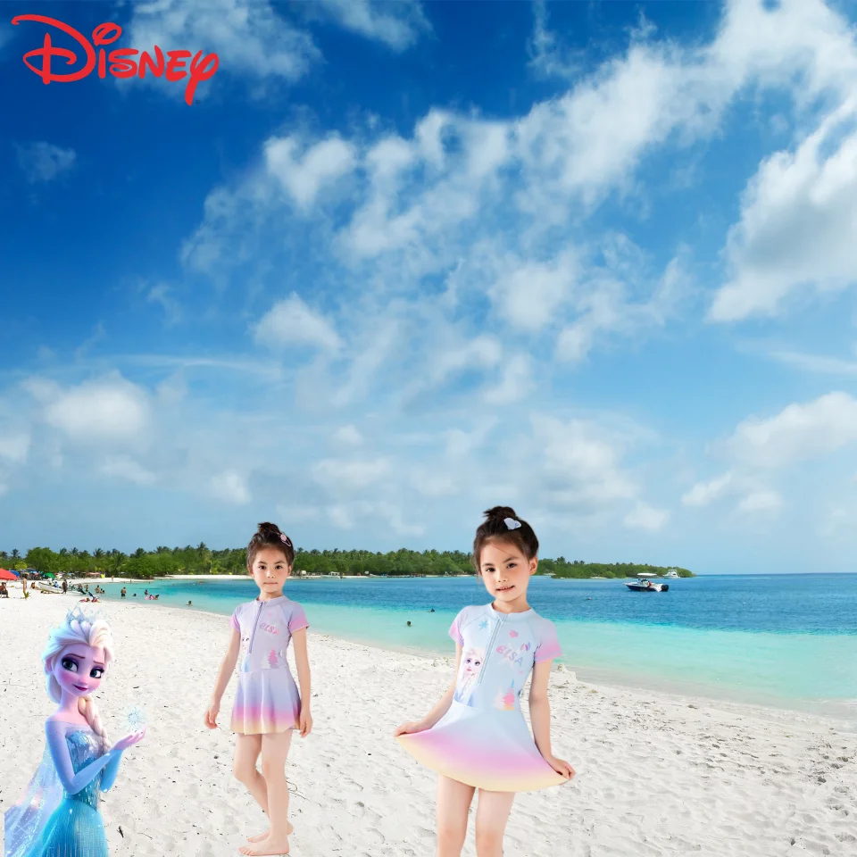 

Cute Disney Frozen Elsa princess children's cartoon pattern soft and comfortable skin-friendly quick-drying one-piece swimsuit