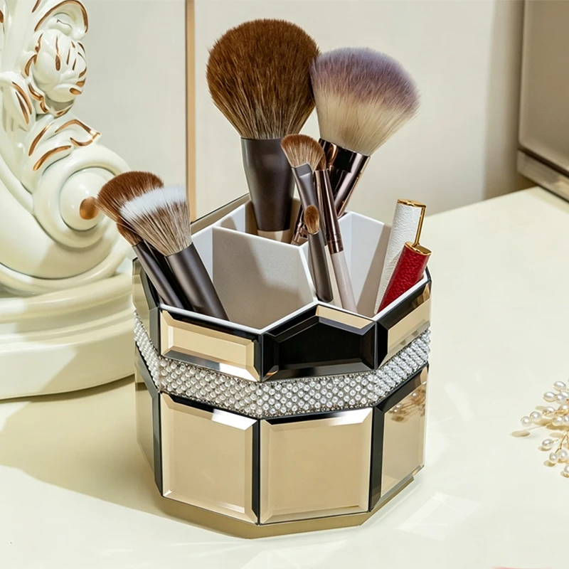 Rotating Cosmetic Brush Storage Organizer Lipsticks Eyeshadow Collection Makeup Brush Holder for dresser