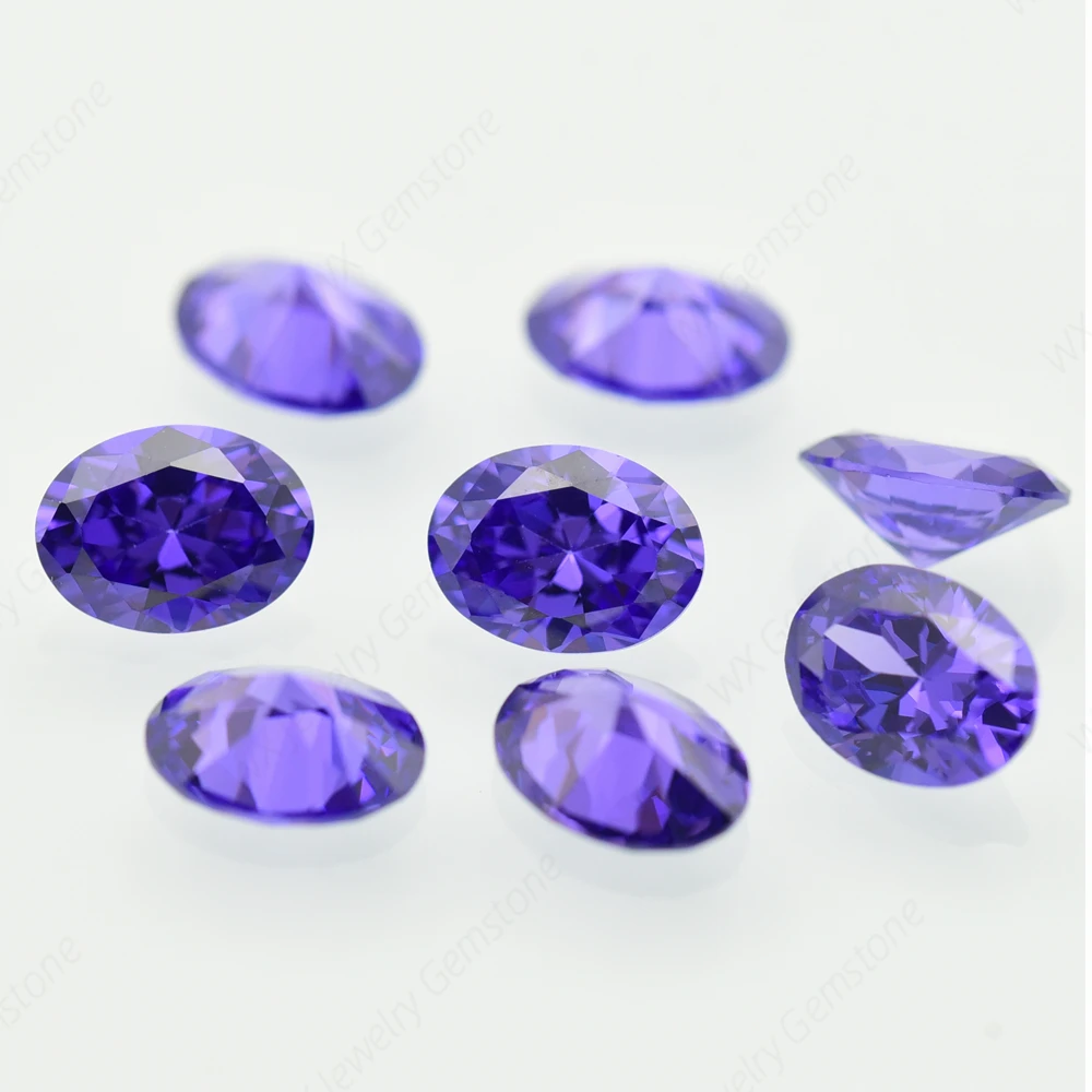 Oval Shape Cut Size 2x3~18x25mm 5A Violet CZ Stone Synthetic Gems Loose Cubic Zirconia For Jewelry Wholesale DIY for Jewelry