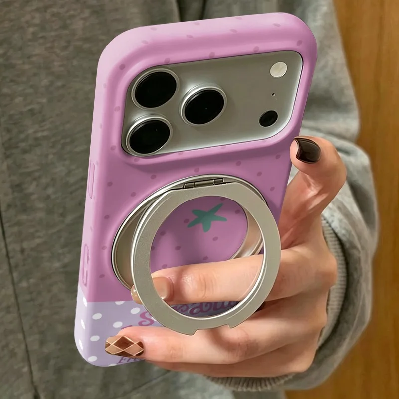 Pink and Purple Fruit Platter Phone Case for IPHONE 17 PRO 16 15 PROMAX 14  13 12 11 PRO MAX Frosted Rotating Bracket Hard Case view 3