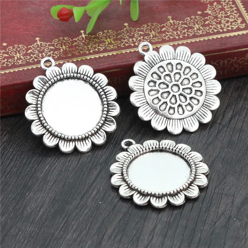 10pcs 20mm Inner Size Antique Silver Plated Black Bronze Classic Style Cabochon Base Setting Charms Pendant