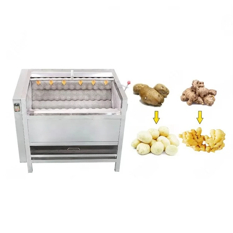 Industrial Brush Roller Washing and Peeling Machine for Fruits and Vegetables Including Potatoes and Cassava Peeler