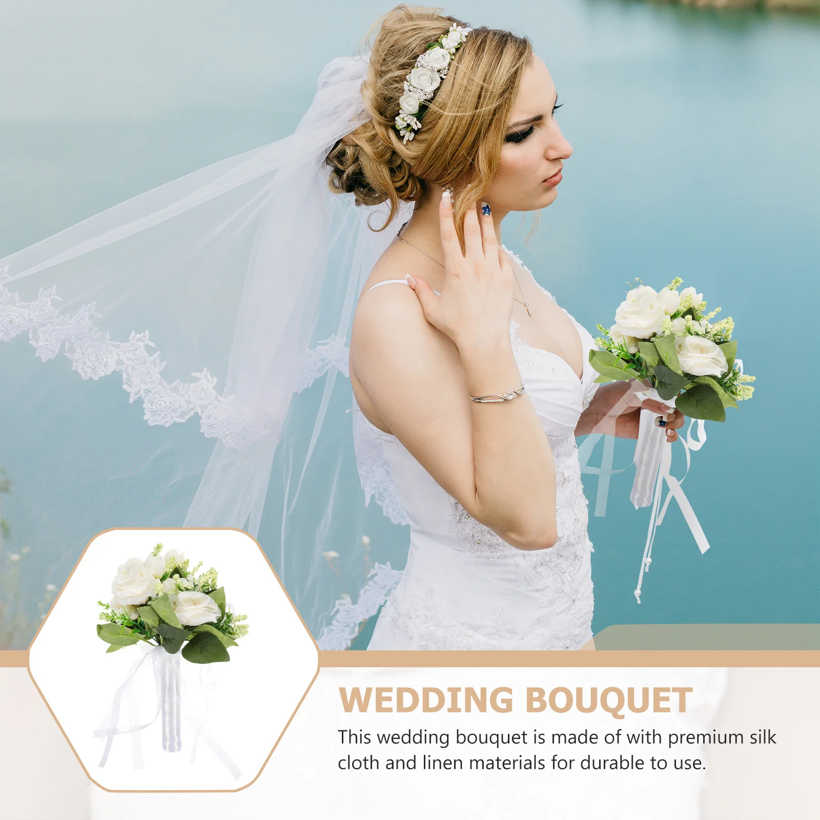 TOKIDNY باقة الزفاف زهرة اصطناعية مزخرفة محمولة لنمط رمي حفلات الزفاف