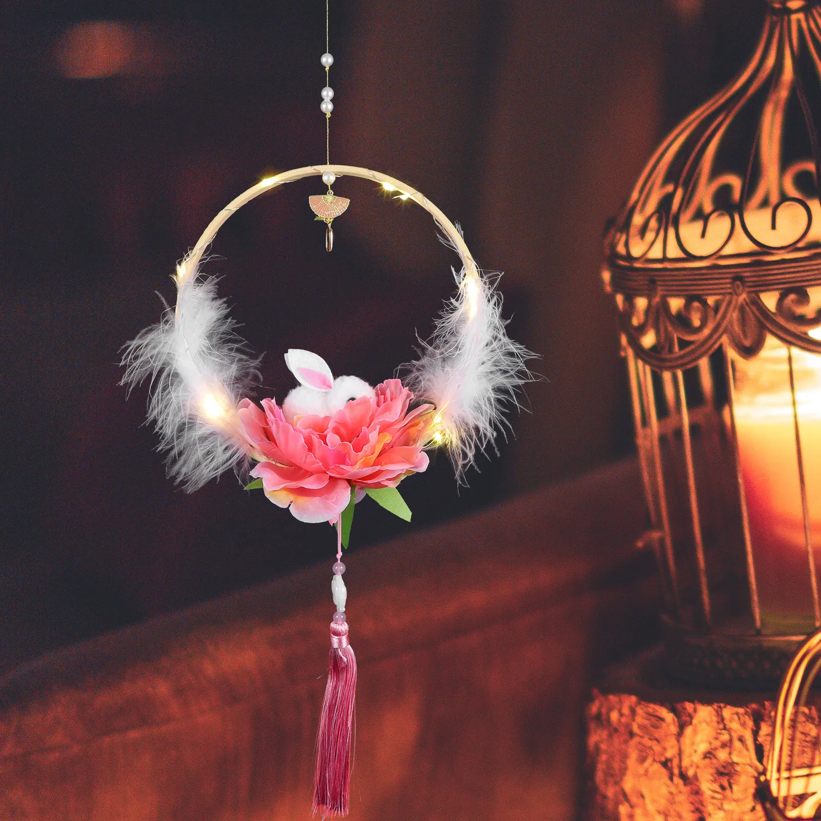 

1Set Rabbit Lantern DIY Festive Light Peony Flower Glowing Handheld Decor for New Year Kids Party Scene Layout Luminous