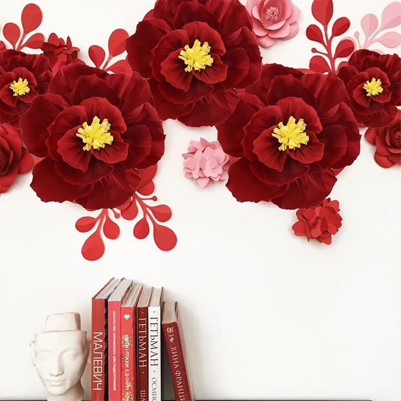 3/6 ، 20/25/30 صيني لحفلات الزفاف ، ورق كريب صناعي ، باب جداري معلق ، زخرفة تصوير فوتوغرافي ، لوازم غرف منزلية