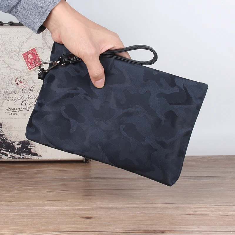 

Модная мужская сумка-клатч из ткани Оксфорд, деловая повседневная сумка на молнии с мягкой ручкой, маленький размер для молодых мужчин