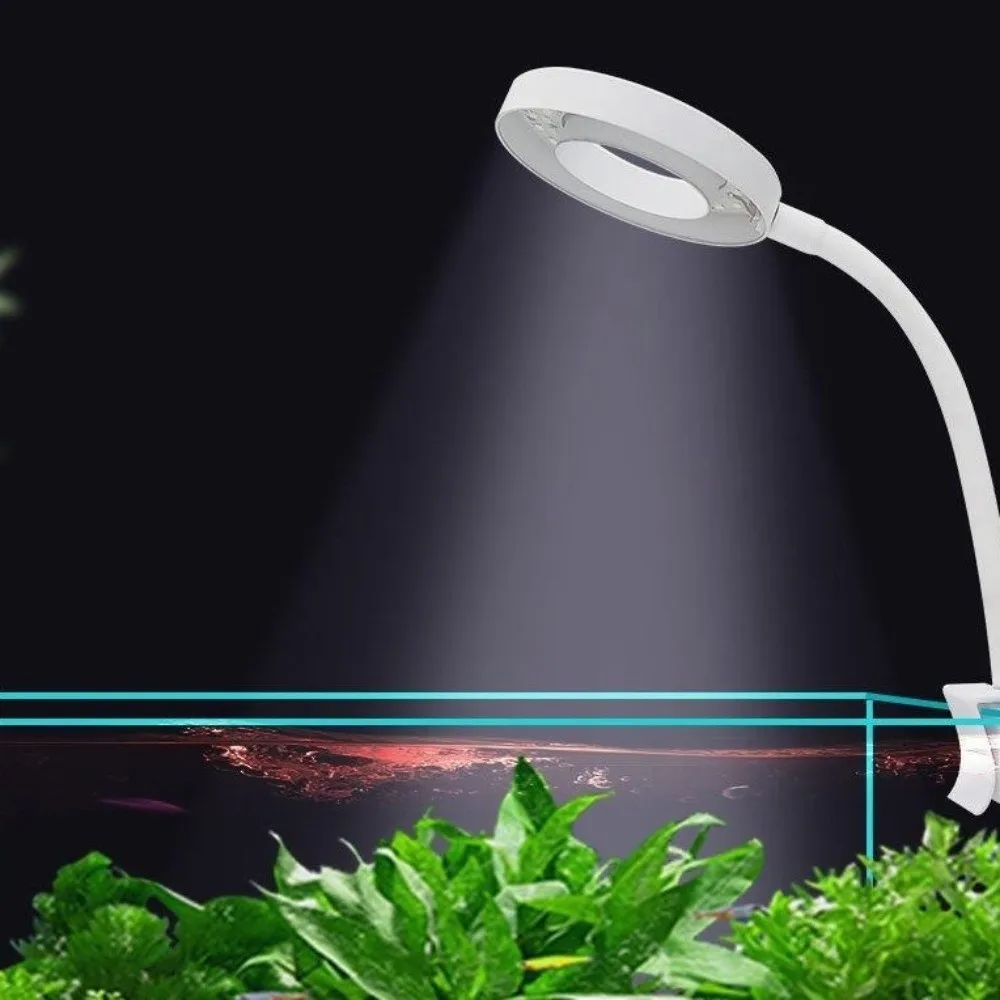 High Brightness Fish Tank Clip Lamp Waterproof Flexible Stem Aquarium Decorative Light USB Powered 360 Degree Free Rotation