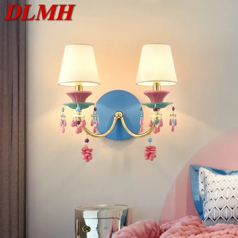 DLMH French Luxury Color Crystal Wall Lamp Creativity Living Room Bedroom Children's Room Room Hotel Villa Aisle Wall Light