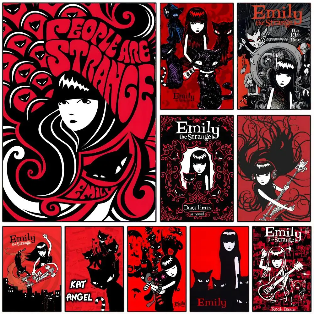 Stylish Gothic Cartoon Character Red E-Emily The Strange Poster Wall Art Print Decorative Mural Home Decor Gift Unframed
