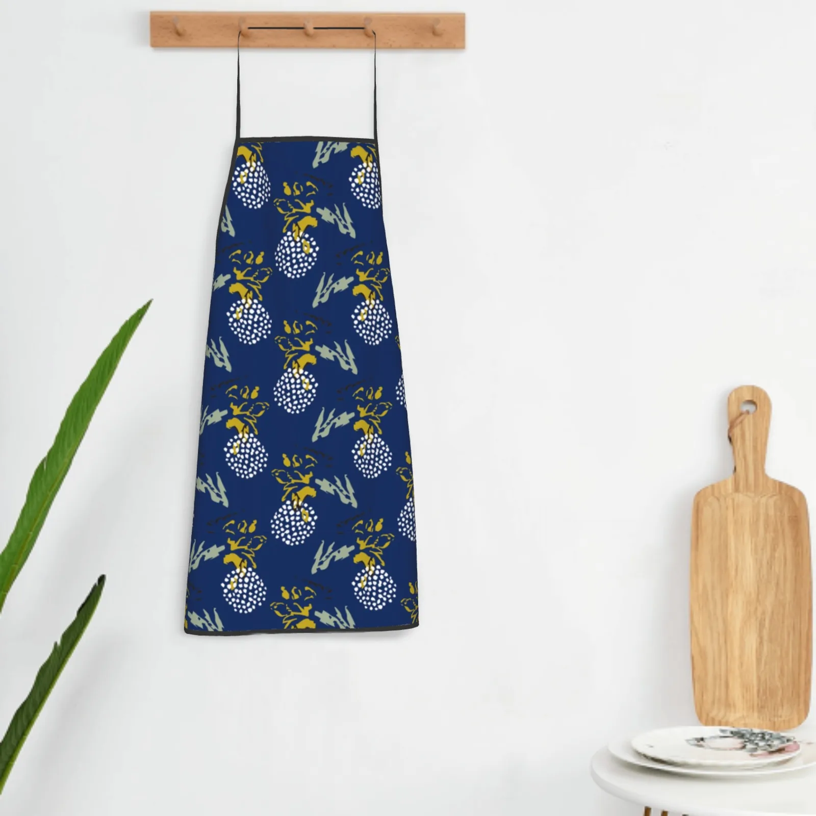 Summer Flower Polyester locking hem Apron Home Cooking Baking Kitchen Colorful Apron