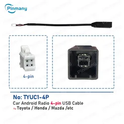 Car Android Radio Audio Connector TYUC1 4 6 Pin USB Wire Harness Cable stereo Socket Adapter for Toyota Honda Mazda