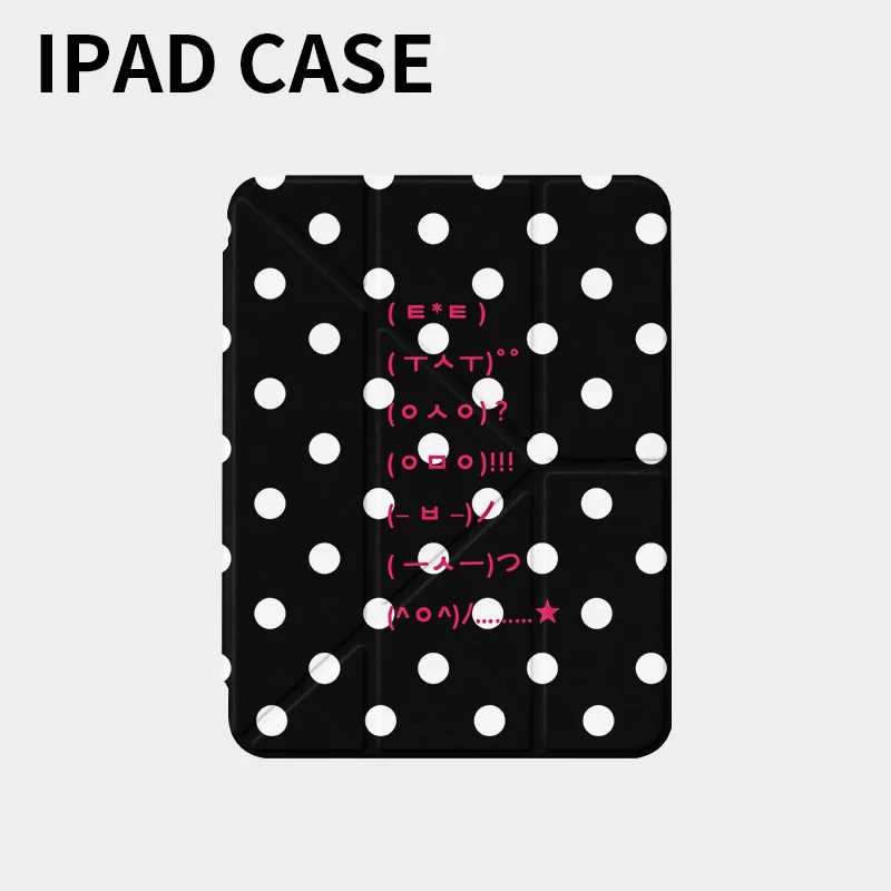 Wave Point Ins Korean Tablet Case For iPad Pro 11 13in 2025 iPad Pro 12.9in Air7 10th 11th M4/5 MINI 3/3Y-Fold Anti-fall Cover