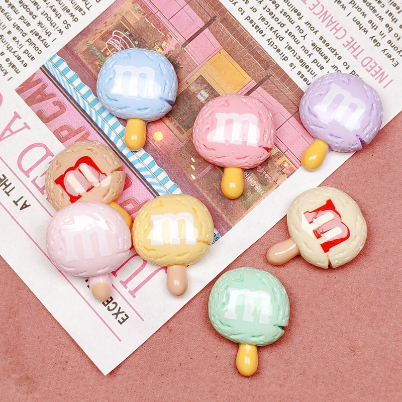 10 Pcs Cute Bright Surface Cartoon M Bean Candy Lollipop Series Resin Scrapbook Diy Jewelry Wedding Children Hairpin Accessories