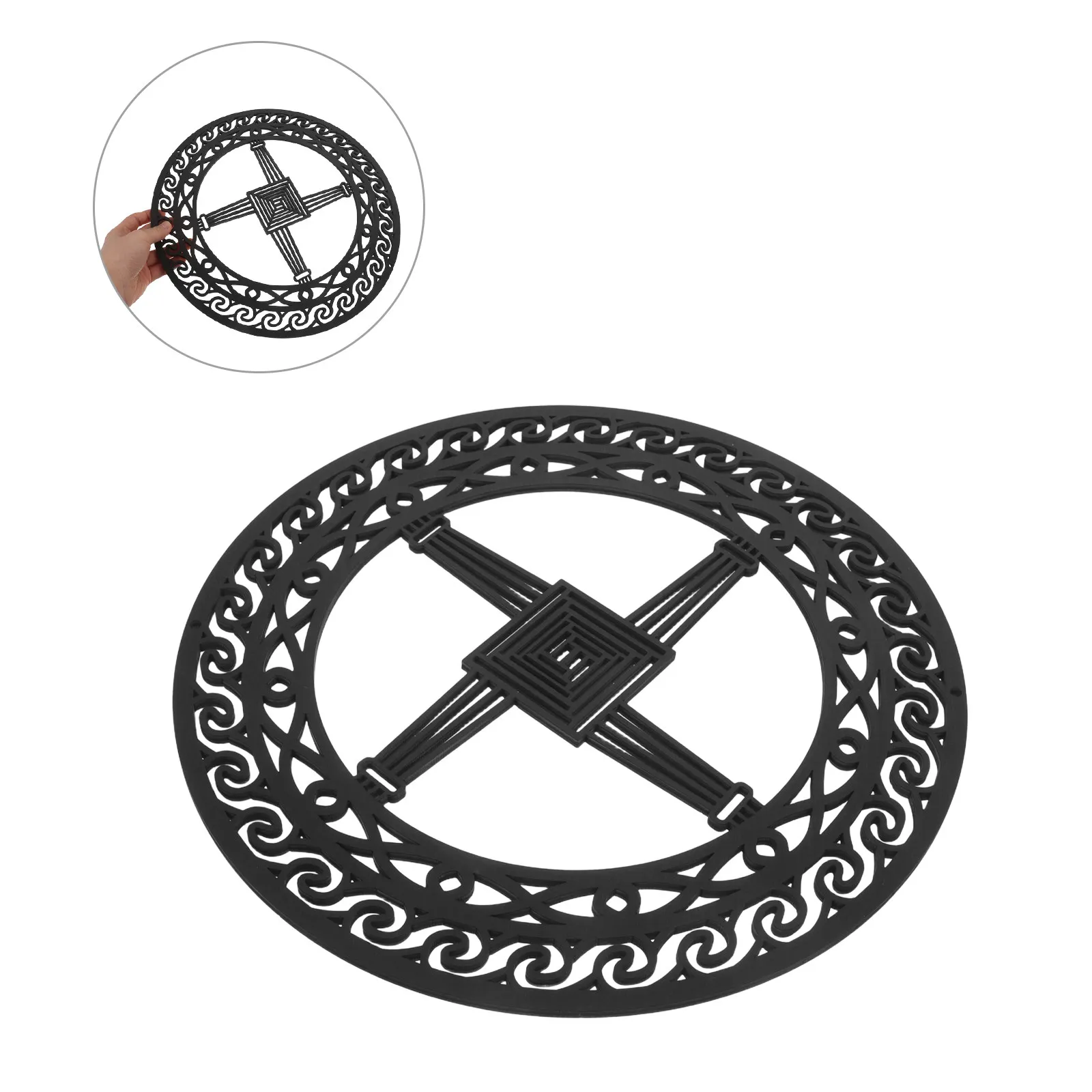 Wooden Irish Knot Cross Wall Hanging Rustic Natural Wood Symbol for Living Room Entryway Nordic Spiritual Wall Decor