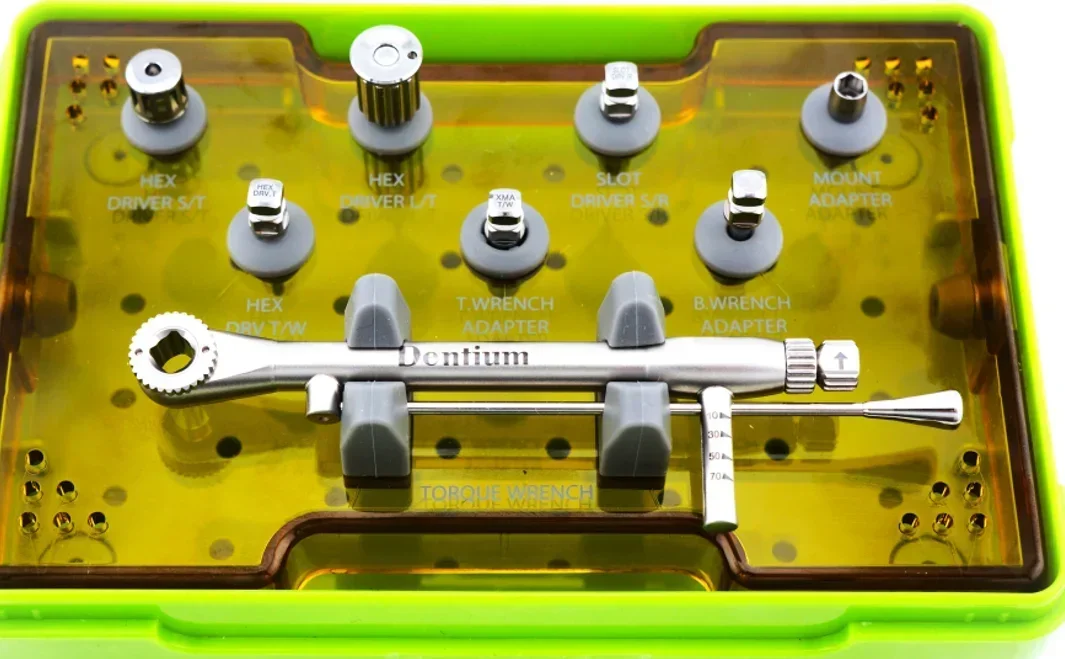 Dentium XIP Prosthetic Kit 1Kit with 7 Screwdrivers Screw Hand Hex Drivers MU Drivers And Dentium Torque Wrench for Dental Equip