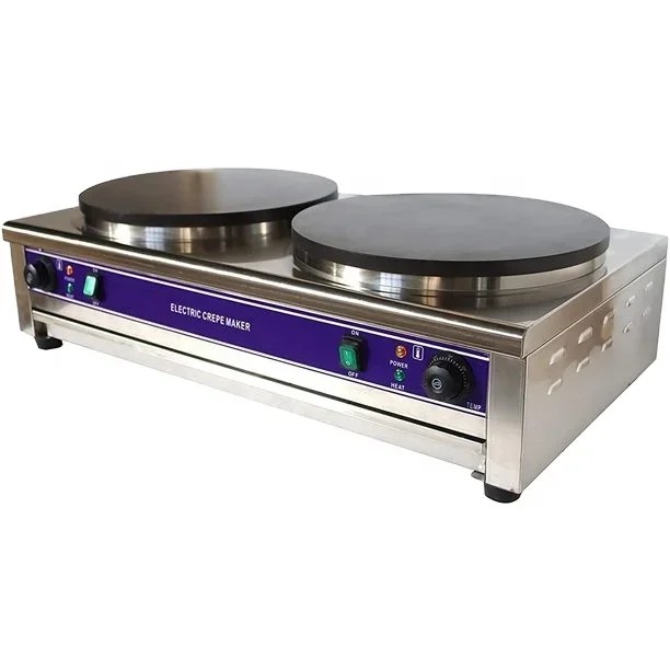 Commercial Double Plates Electric Crepe Maker 40cm Double Pancake Maker of snack machine