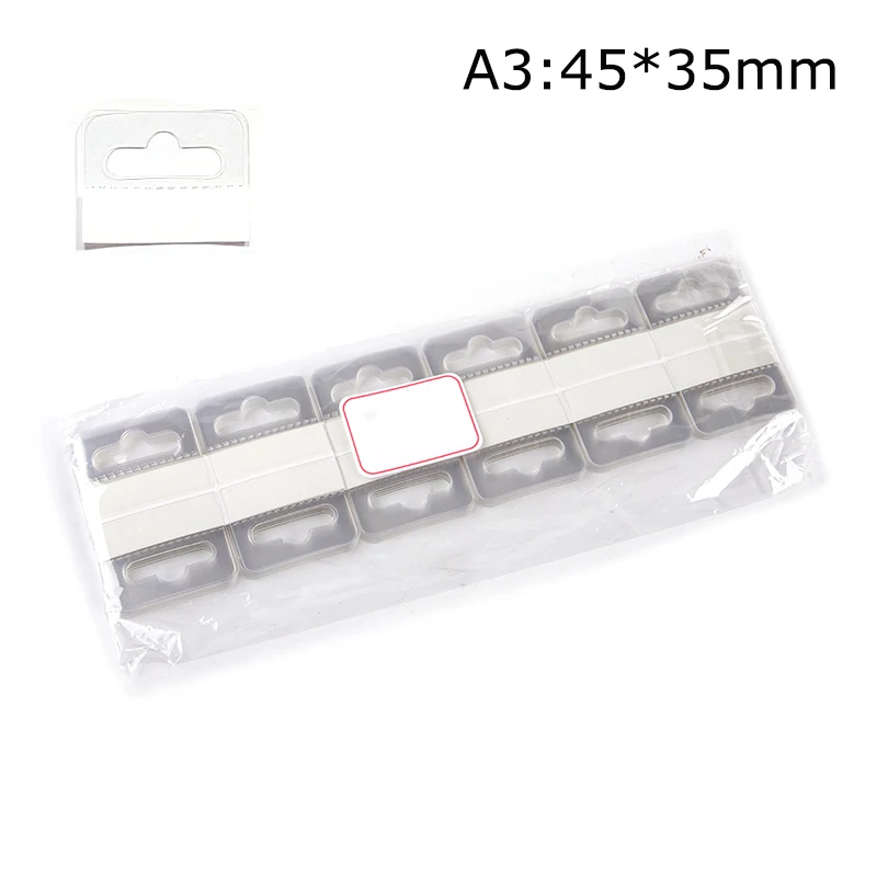 100pcs Merchandise Tags Hook PVC Slot Hole Adhesive Hang Tabs Package Box Bag Hangers Peghooks Display For Store Retail Display