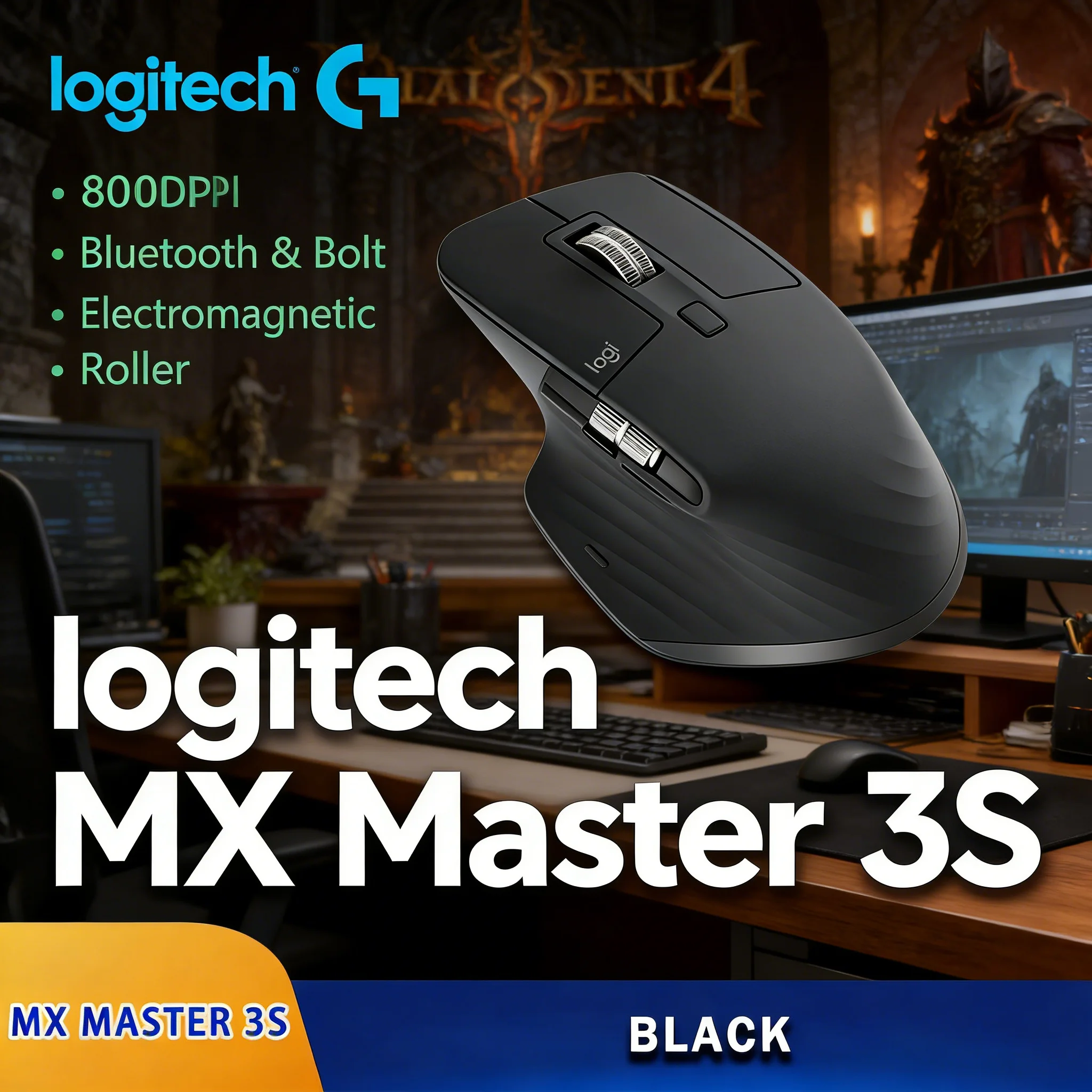 Logitech MX Master 3S Wireless Bluetooth Mouse - 8000 DPI Laser Tracking Auto-Shift Scroll +G102/G203/G304/G305/M220/M350/M650