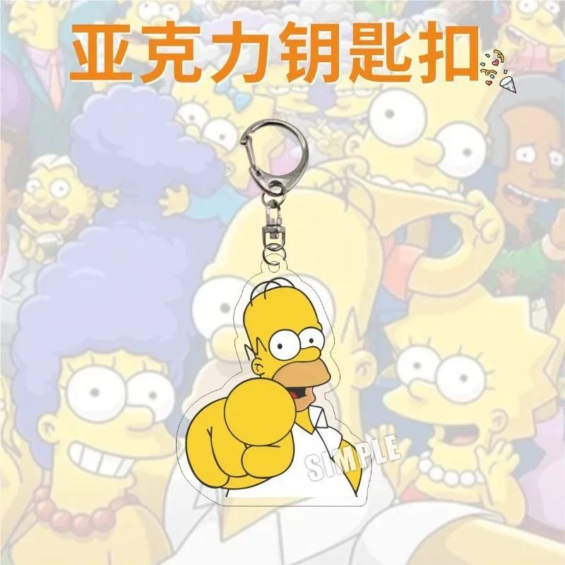 2026 New Wholesale Cute The Simpsons Acrylic Backpack Keychain for Couples and Best Friends Versatile Trendy Accessories Pendant view 4
