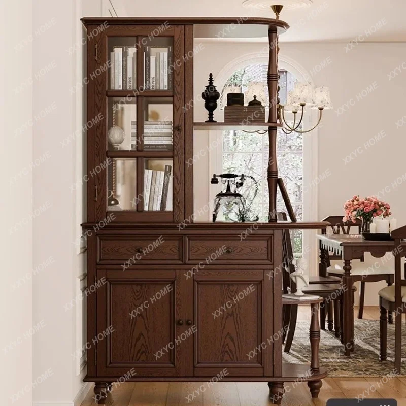 

L rural solid wood partition cabinet entrance entrance storage rack