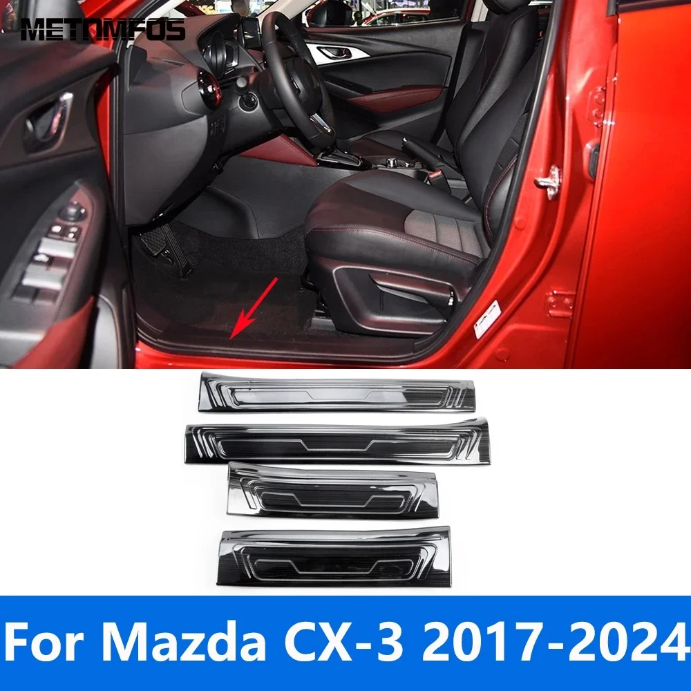 For Mazda CX-3 CX3 2017-2022 2023 2024 Interior Threshold Door Sill Plate Scuff Guard Sticker Protector Accessories Car Styling