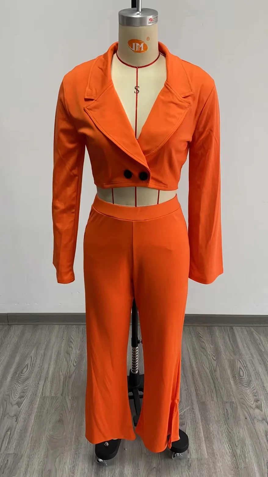 2024 Spring Long Sleeve Turn Down Collar Button Top and Long Wide Leg Pants Elegant Work Wear Office 2 Piece Sets Women Outfit