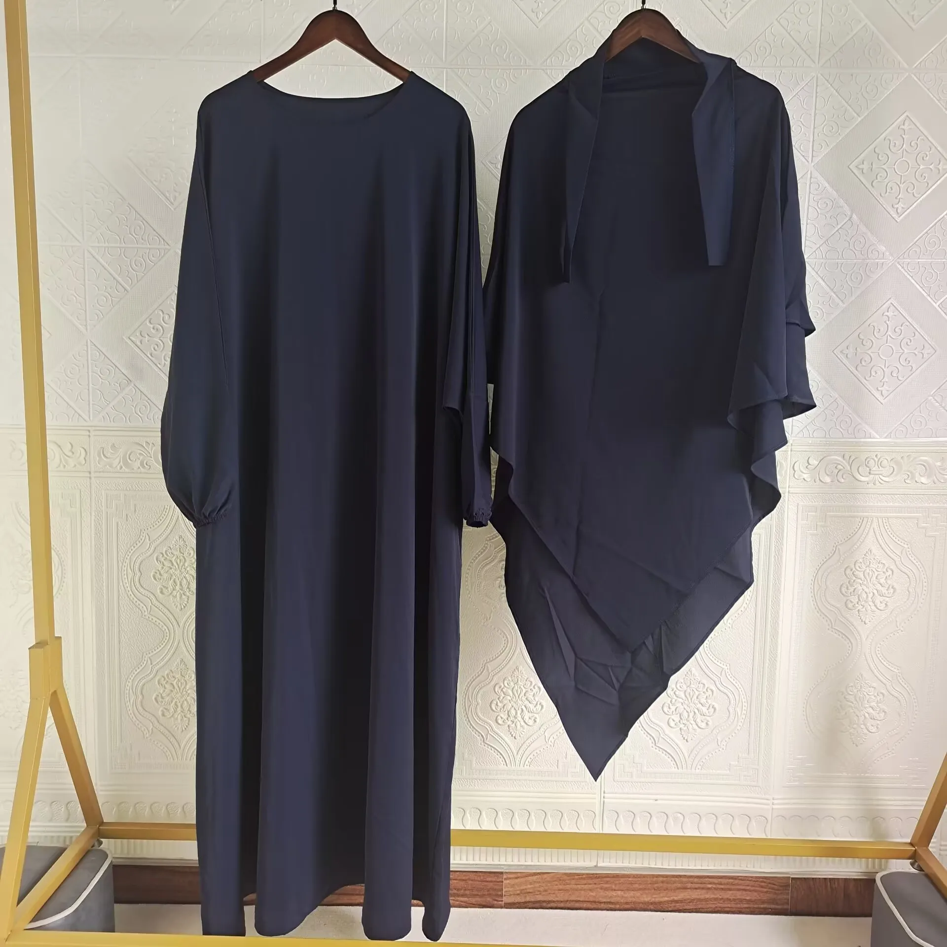 Jilbab-Robe longue pour femmes musulmanes, ensemble 2 pièces, hijab, islamique, africain, dubaï, khimar, kaftan, livraison gratuite