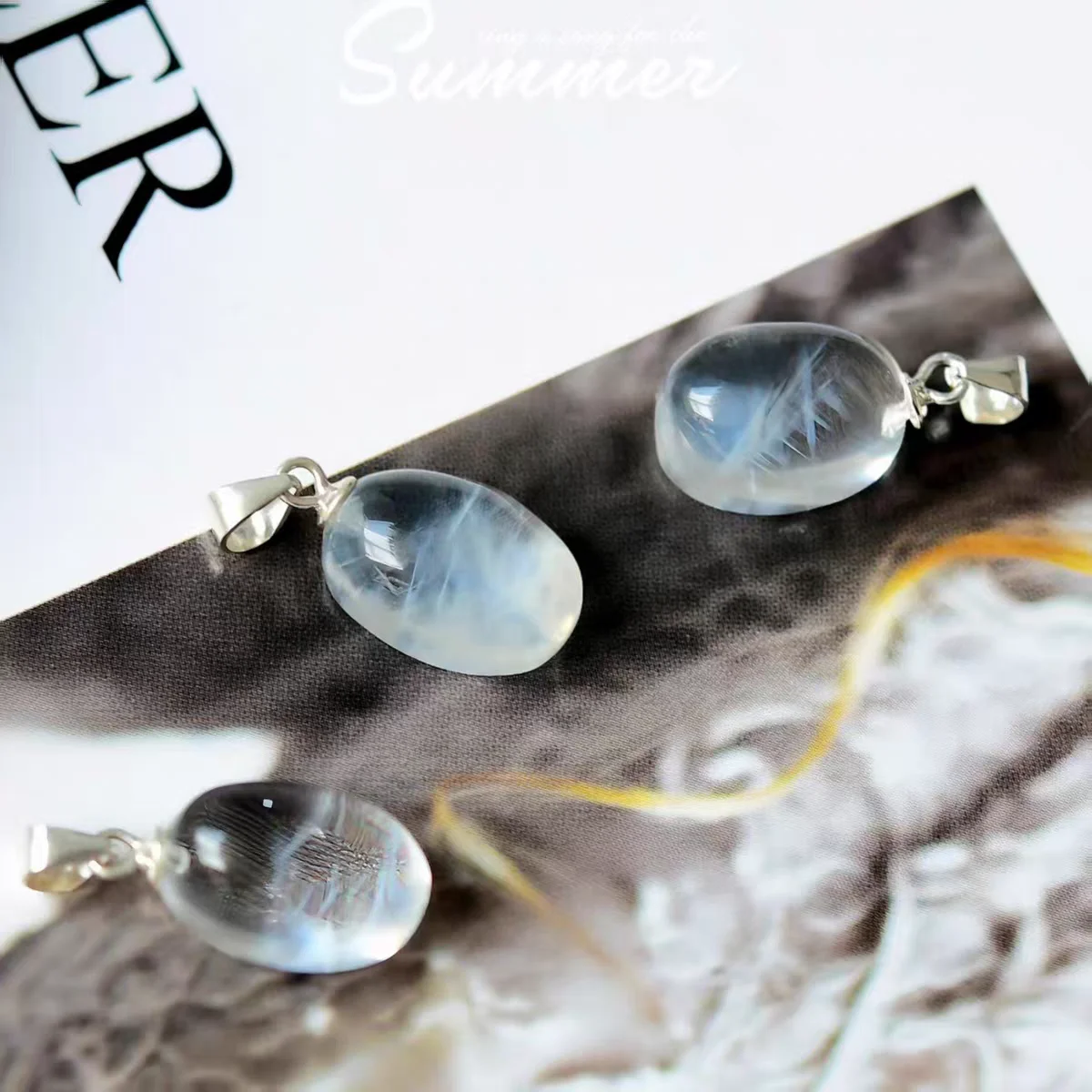 حقيقية الطبيعية ريشة الأزرق Rutilated الكوارتز الهرم الملاك قلادة إبرة قلادة على هيئة ريشة Rutilated النساء الرجال AAAAAAA